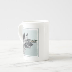 Tasse En Porcelaine Elkhound norvégien à la peinture de village - Chie