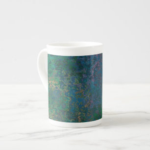 Tasse En Porcelaine Encre d'alcool vert foncé et bleu Abstrait