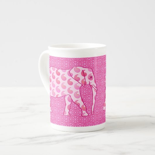 Tasse En Porcelaine Ephène de mer - rose glacé et fuchsia (Devant gauche)
