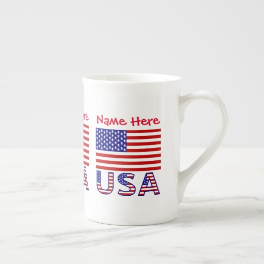 Tasse En Porcelaine Etats-Unis Amérique Drapeau Rouge Personnalisation (Droite)