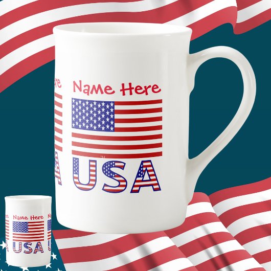 Tasse En Porcelaine Etats-Unis Amérique Drapeau Rouge Personnalisation