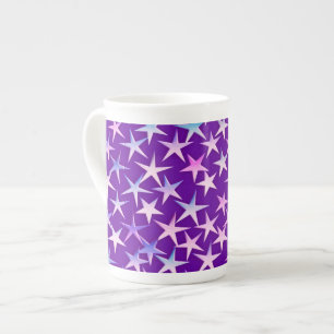 Tasse En Porcelaine Étoiles de satin, lavande sur le pourpre