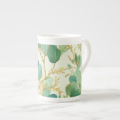 Tasse En Porcelaine Eucalyptus Feuille Green et Gold Design (Devant droit)