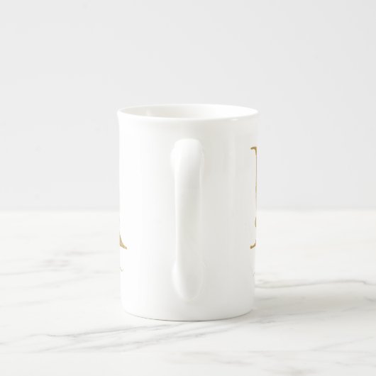 Tasse En Porcelaine Eucalyptus Verdure Aquarelle Or Monogramme R (Dos)