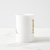 Tasse En Porcelaine Eucalyptus Verdure Aquarelle Or Monogramme R (Devant)