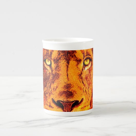 Tasse En Porcelaine Face de lion orange (Devant)