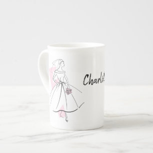 Tasse En Porcelaine Fashion Bride rose Nom muscade os chine