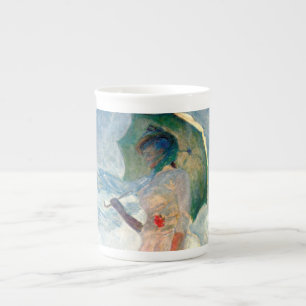 Tasse En Porcelaine Femme Monet avec un parasol face à gauche