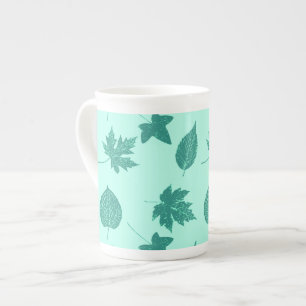 Tasse En Porcelaine Feuilles d'automne - turquoise et aqua