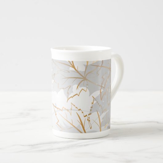 Tasse En Porcelaine Feuilles d'or 3 (Devant droit)