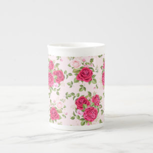 Tasse En Porcelaine Feuilles floraux tirés à la main Motif sans coutur