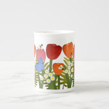 Tasse en porcelaine fine de 30cl Tulip Garden