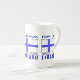 Tasse En Porcelaine Finlande Finlande Drapeau bleu Personnalisation