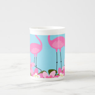 Tasse En Porcelaine Flamants tropicaux et illustration florale