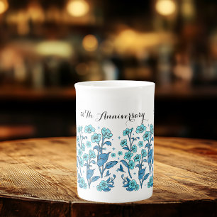Tasse En Porcelaine Fleur 50e Anniversaire de Mariage Teal Personnalis