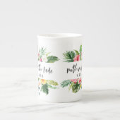 Tasse En Porcelaine Fleur d'aquarelle de la mariée (Devant)