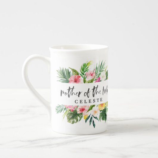 Tasse En Porcelaine Fleur d'aquarelle de la mariée (Gauche)