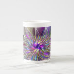 Tasse En Porcelaine Fleur d'art Abstrait, énergique et coloré<br><div class="desc">Une puissante fleur d'imaginaire multicolore,  un art fractal floral unique. Conception pour votre tasse de porcelaine et plus encore.</div>
