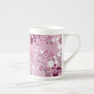 Tasse En Porcelaine Fleur de Cerisier Rose - Cadeau Floral de Mariage