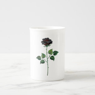 Tasse En Porcelaine Fleur de rose noire
