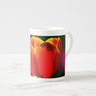 Tasse En Porcelaine Fleur de tulipe rouge