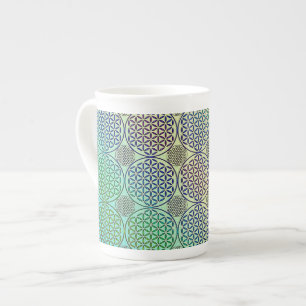 Tasse En Porcelaine Fleur de vie - motif de grunge de timbre 2