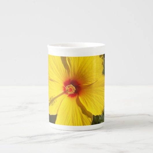 Tasse En Porcelaine Fleur d'Hibiscus jaune (Devant)