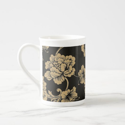 Tasse En Porcelaine Fleur d'os de Chine Mug-Black (Gauche)