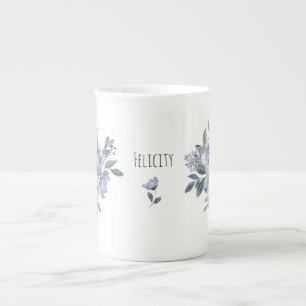 Tasse En Porcelaine Fleur Lover Bleu Fleurs