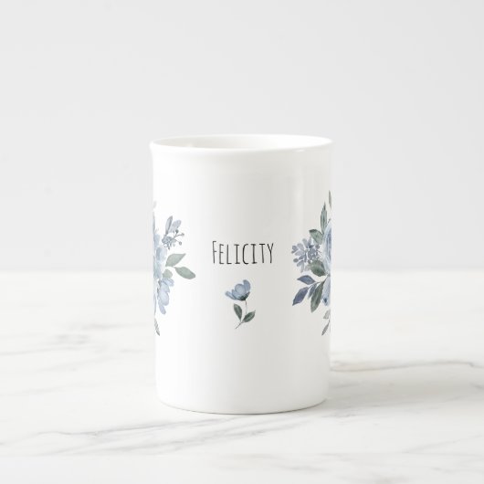 Tasse En Porcelaine Fleur Lover Bleu Fleurs (Devant)
