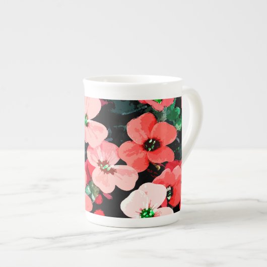 Tasse En Porcelaine Fleur rouge aquarelle (Devant droit)