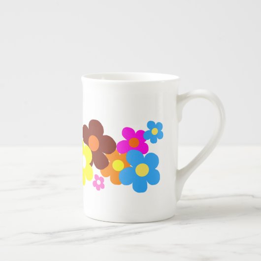 Tasse En Porcelaine Fleurs colorées joyeuses (Droite)