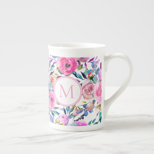 Tasse En Porcelaine Fleurs d'aquarelle Pastel (Droite)