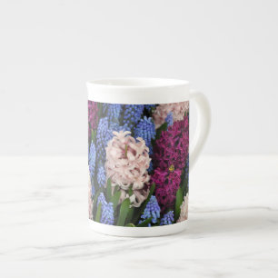 Tasse En Porcelaine Fleurs d'hyacinthe roses et violettes