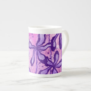Tasse En Porcelaine Fleurs encrées rose et violet