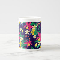 Fleurs Exotiques Colorées Motif Feuilles-23021
