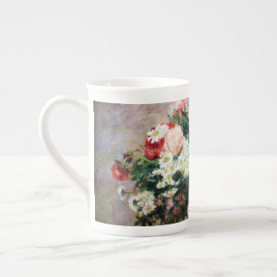 Tasse En Porcelaine Fleurs florales Roses rouges Roses blanches