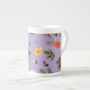 Tasse En Porcelaine Fleurs jaunes et roses blanches 21