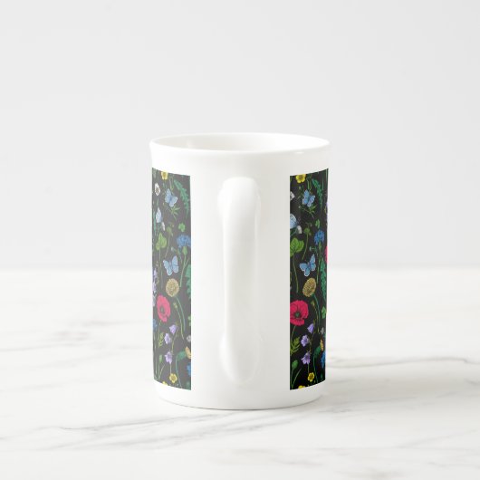 Tasse En Porcelaine Fleurs sauvages en noir (Dos)