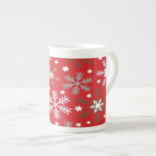 Tasse En Porcelaine Flocons Rouges 