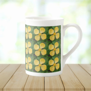 Tasse En Porcelaine Floral de célandine jaune