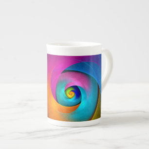 Tasse En Porcelaine Floral moderne Art Abstrait rose Bleu Motif #17