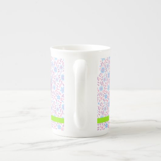 Tasse En Porcelaine Floral Nom personnalisé & Monogramme (Dos)