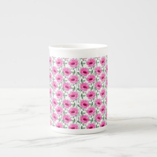 Tasse En Porcelaine Floral Red Roses Pattern-5550 (Devant)