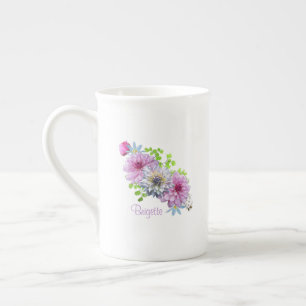 Tasse En Porcelaine Floral rose et bleu personnalisé