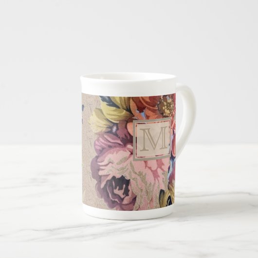 Tasse En Porcelaine Floral rustique vintage (Devant droit)