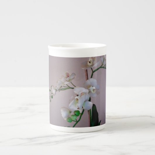 Tasse En Porcelaine Flore de fleurs blanches (Devant)