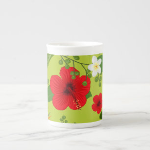 Tasse En Porcelaine Fond de fleurs tropicales 6