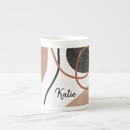 Tasse En Porcelaine Formes de forme libre Abstraites - Brown et noires (Devant)