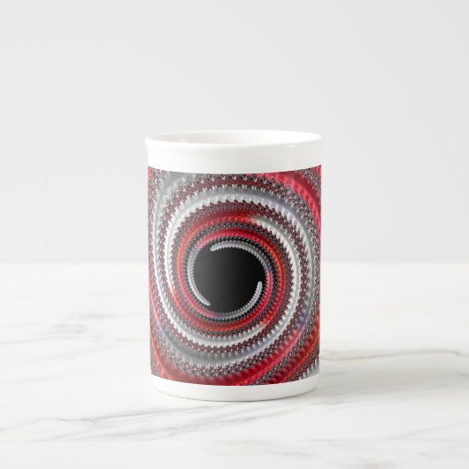 Tasse En Porcelaine Fractale Abstraite, rouge et noire (Devant)